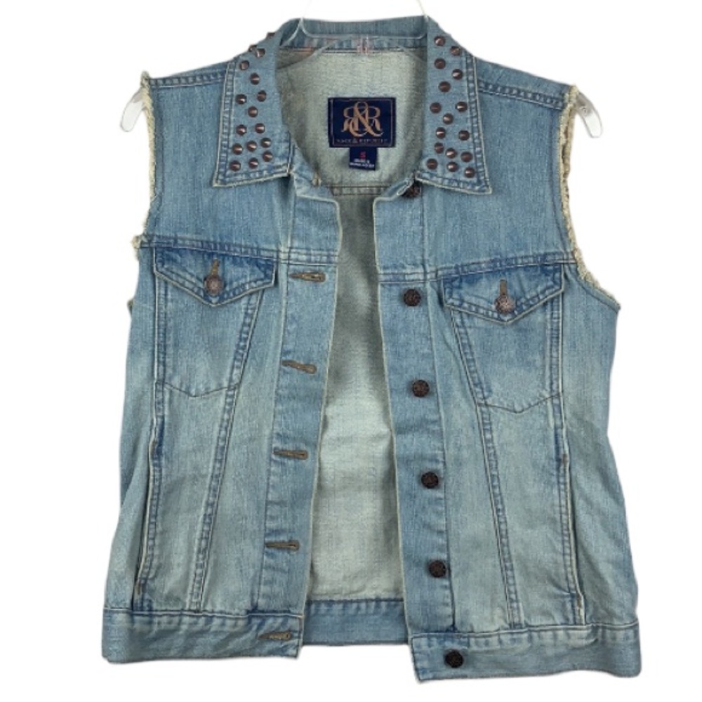 Rock & Republic Stud Collar Denim Vest Size Small